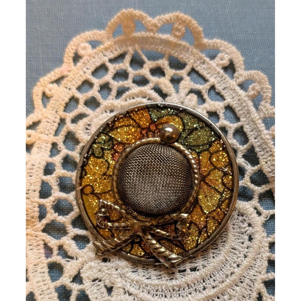 Vintage Hat Brooch, Colorful Glitter Enamel Pin, Statement Brooch, Retro Costume